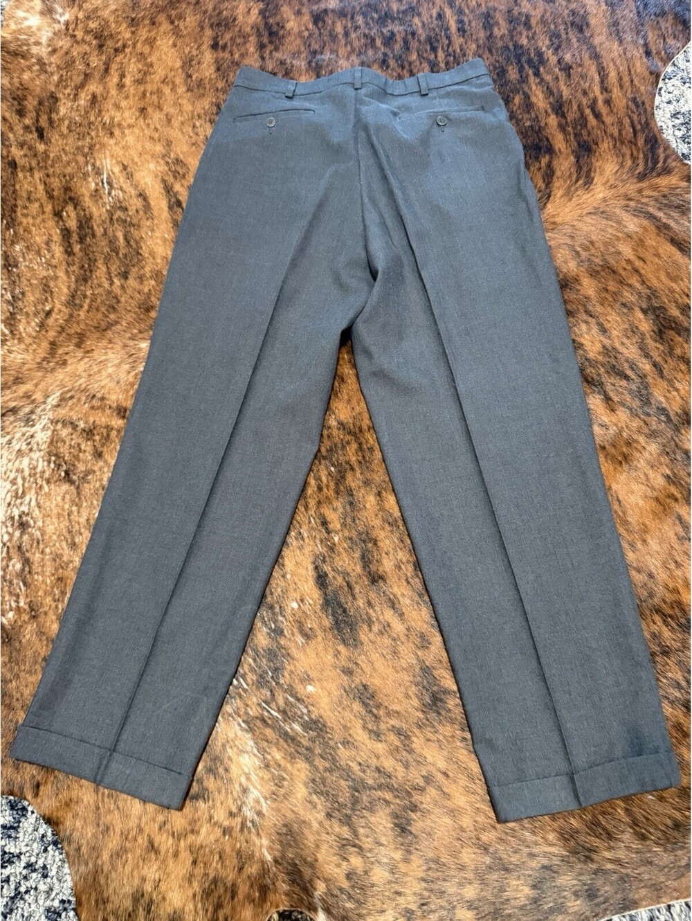 Savane Deep Dye Mens Pleated Trousers 33x30 Charcoal Dark Gray Cuffed Vintage